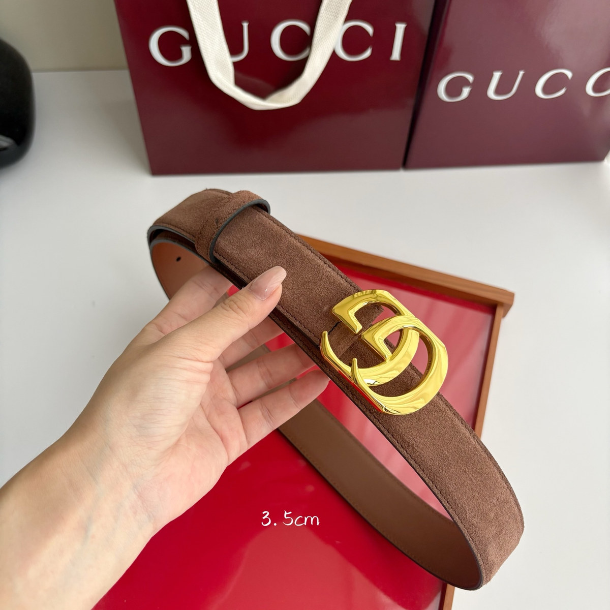 Gucci Suede Double G 35 mm, alternate strap face